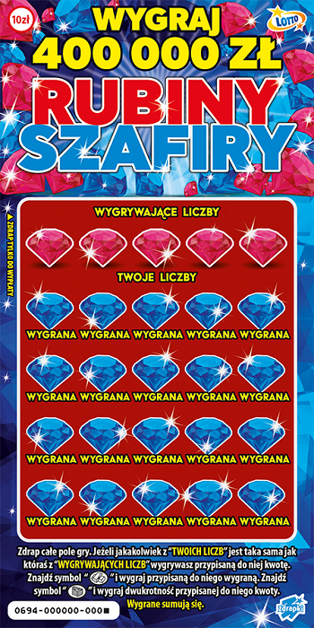 Los zdrapki RUBINY SZAFIRY