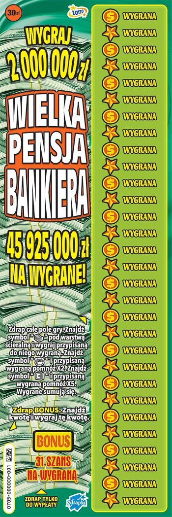 Los zdrapki WIELKA PENSJA BANKIERA