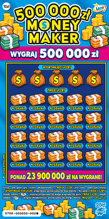 Los zdrapki 500 000 ZŁ MONEY MAKER