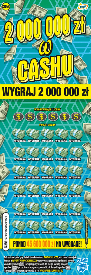 Los zdrapki 2 000 000 ZŁ W CASHU