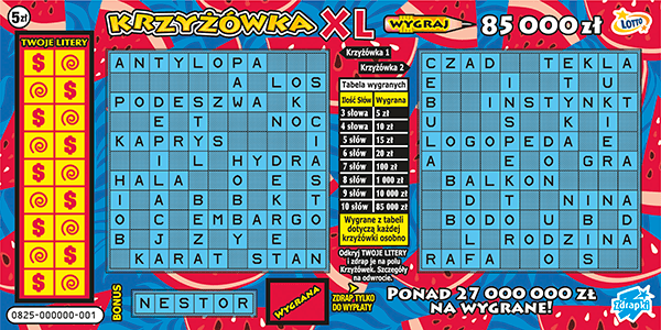 Los zdrapki KRZYŻÓWKA XL