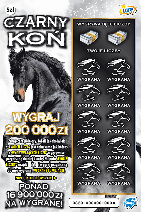 Los zdrapki CZARNY KOŃ