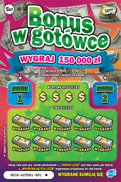Los zdrapki BONUS W GOTÓWCE