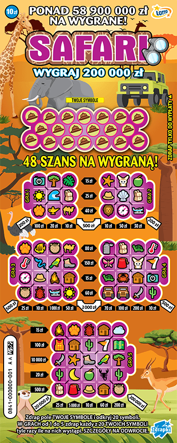 Scratch card ticket SAFARI