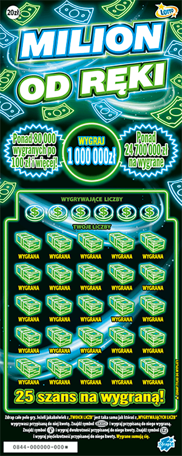 Scratch card ticket MILION OD RĘKI