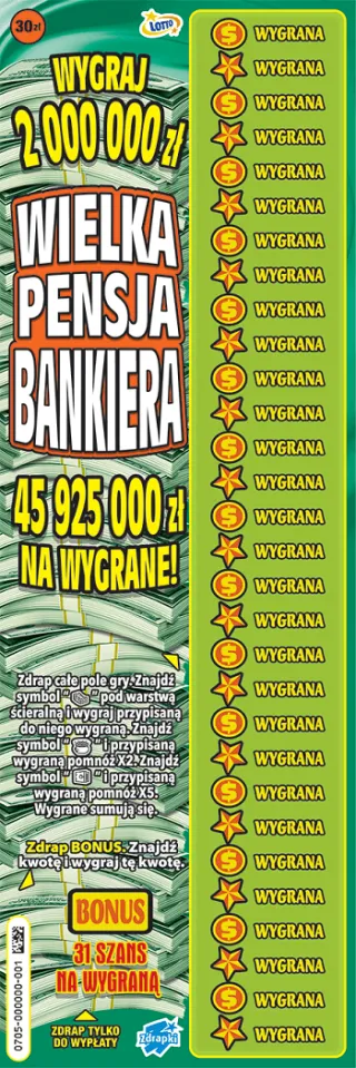 Scratch card ticket WIELKA PENSJA BANKIERA