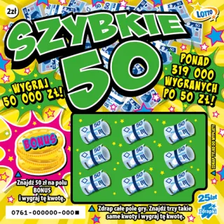 Scratch card ticket SZYBKIE 50