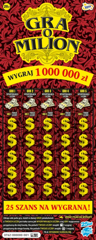 Scratch card ticket GRA O MILION