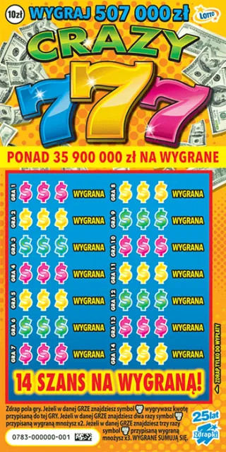 Scratch card ticket CRAZY 777