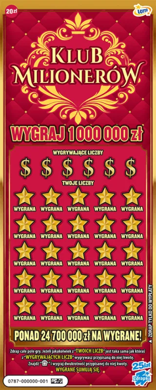 Scratch card ticket KLUB MILIONERÓW