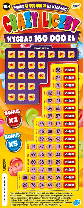 Scratch card ticket CRAZY LICZBY