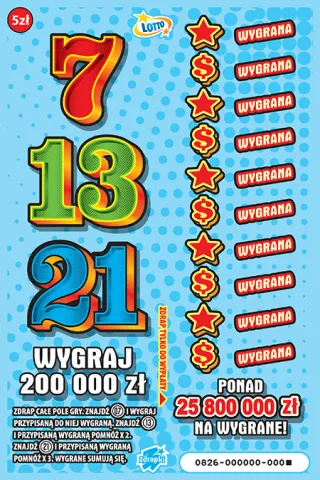 Scratch card ticket 7 13 21