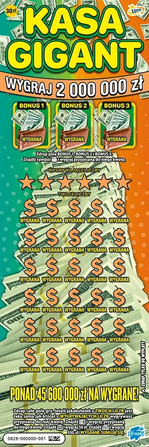 Scratch card ticket KASA GIGANT