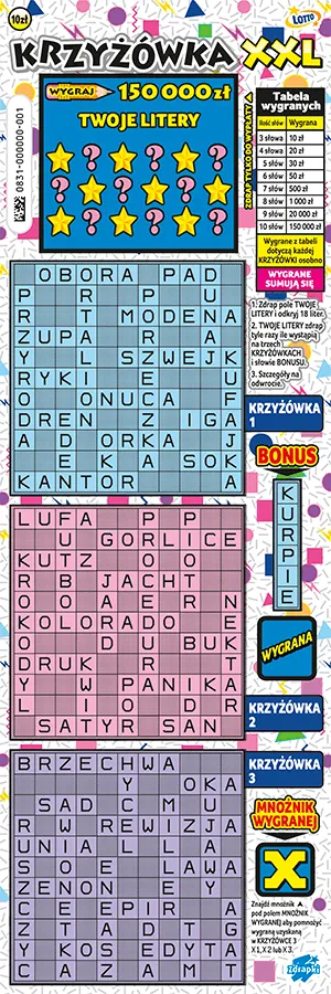 Scratch card ticket KRZYŻÓWKA XXL