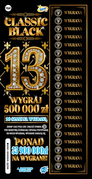 Scratch card ticket CLASSIC BLACK 13